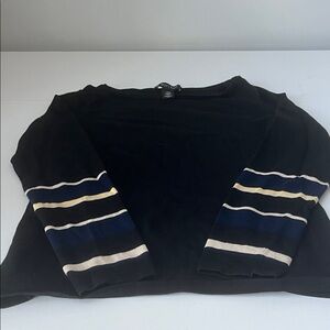 White House Black Market Black Sweater with Colorful Stripes
